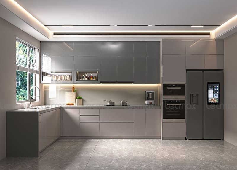 Mẫu Tủ Bếp Inox Cánh Kính Đẹp Hiện Đại 2025